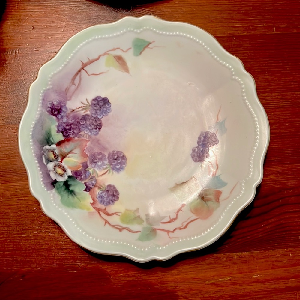 Antique O & EG Royal Austria handpainted plate with blackberries